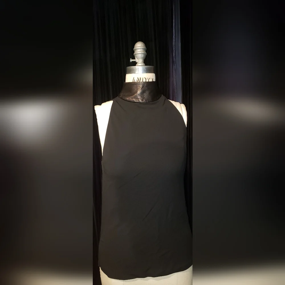 Tom Ford Gucci 100% viscose 100% lambskin leather Black razor tank top Bow 40 - Picture 5 of 16